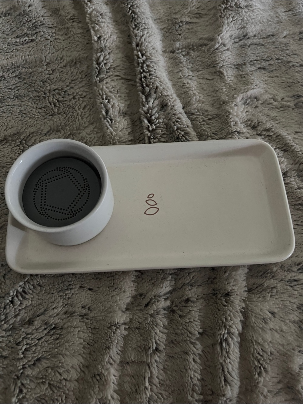 Minimal Ceramic Tray with Small Round Dish - Cream